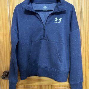 Under Armour Crop Half Zip Sweater Periwinkle Blue with Kangaroo Pocket